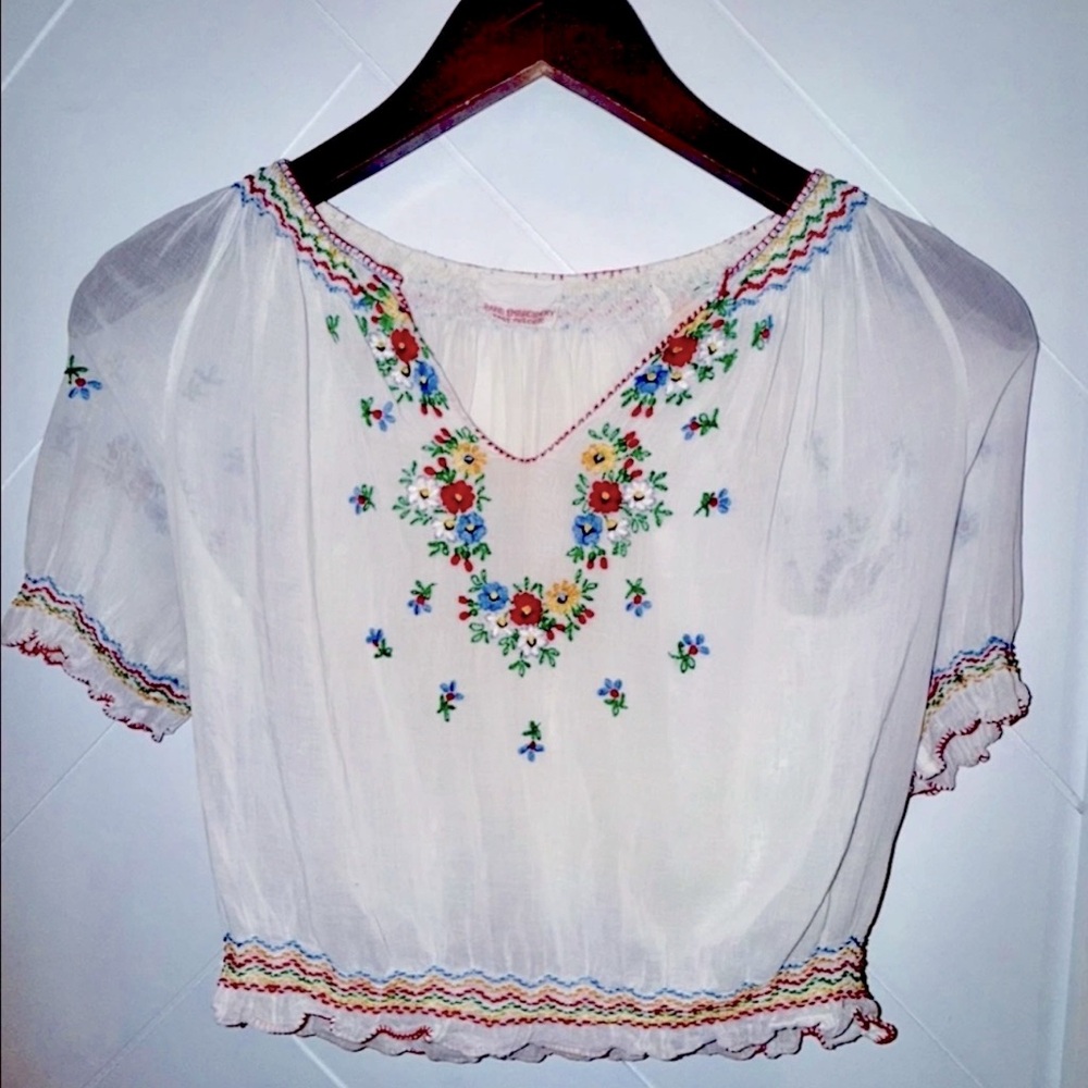 Vintage Hungarian Hand Embroidered Top | Penny Lane 1930’s boho flower child XS - Picture 6 of 16